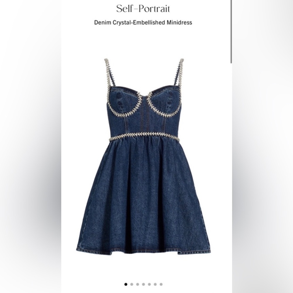 Self Portrait crystal embellished denim bustier dress size 2